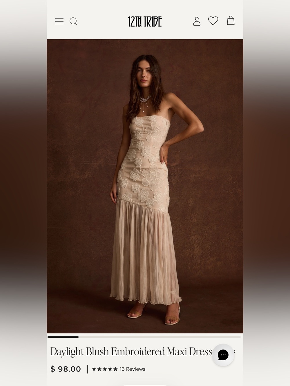 Zara Strapless Floral Appliqué Maxi Dress in Nude